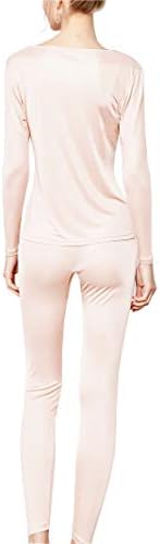 METWAY Womens Silk Long Johns V-Neck Thermal Underwear Set