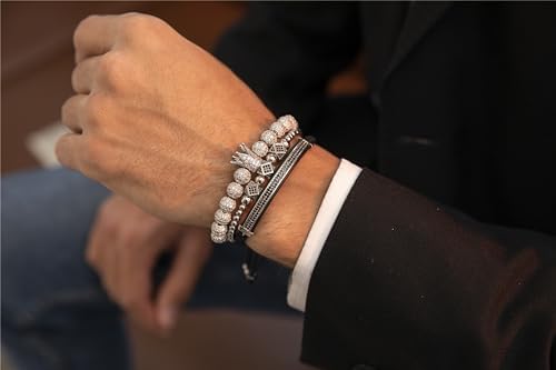 MAGIC FISH Luxurious Silver Crown Bracelet for Men