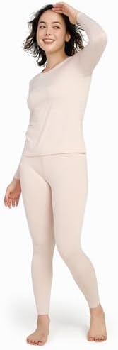 LAPASA Women Thermal Underwear Set Long Johns Top Bottom Fleece Lined