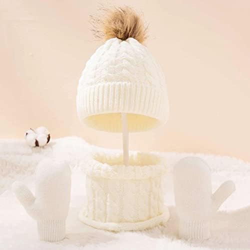 3Pcs Kids Winter Hat Scarf Gloves Set
