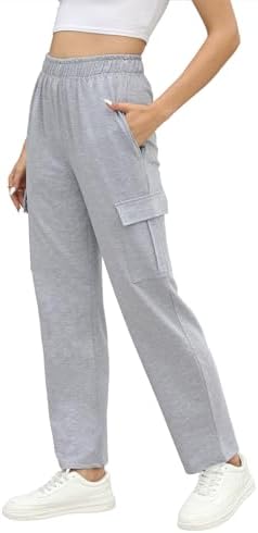 Womens High Waisted Cargo Sweatpants with Pockets