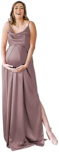 Changuan Silk Satin Maternity Dress for Women Photoshoot