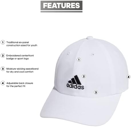 Adidas Kids BoysGirls Adjustable Relaxed Fit Cap