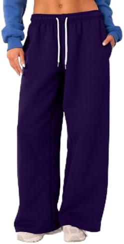Womens Wide Leg Sweatpants with Pockets and Drawstring 1