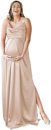 Changuan Silk Satin Maternity Dress for Women Photoshoot