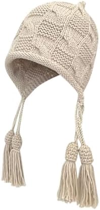 HGps8w Womens Beanie Hats with Tassels - Cozy Winter Skull Caps