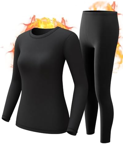 CL Convallaria Women Thermal Base Layer Set Winter Warm Long Johns Fleece Lined
