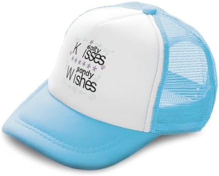 Kids Trucker Hat with Ocean Beach Design Light Blue Adjustable Snapback