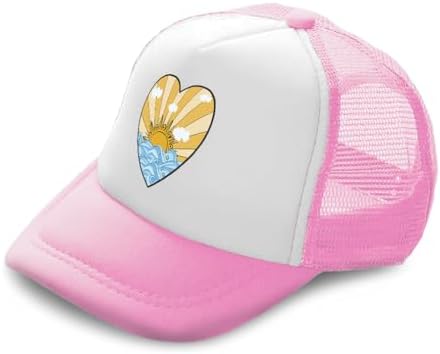Cute Rascals Kids Trucker Hat Ocean Sunset Heart Beach