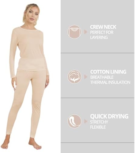 Chango Womens Lightweight Spring Base Layer Set - Beige 1 Set Per Pack XL