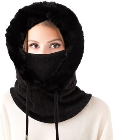 ASIJUNTYECHO Warm Windproof Fluffy Balaclava Face Mask for Women Men