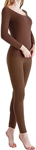 Thermal Underwear Set for Women U Neck Winter - Long Sleeve Top Bottoms