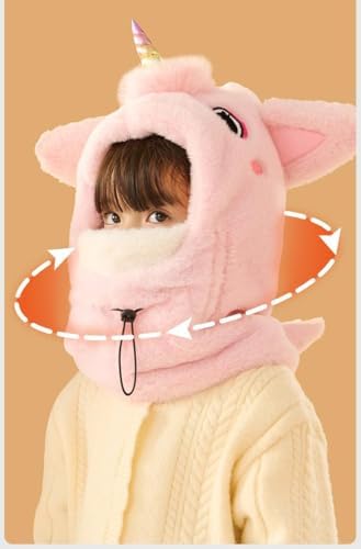 Kids Plush Winter One Piece Hat Scarf Face Mask for Girls Boys