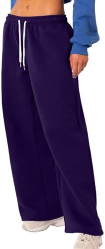 Womens Wide Leg Sweatpants with Pockets and Drawstring 1