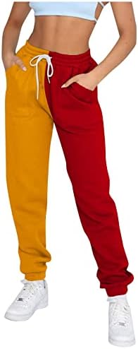 Fleece Straight Leg Sweatpants for Women - Elastic High Waisted Joggers with Pockets