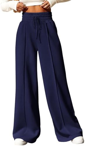Wide Leg Sweatpants for Women Comfy Lightweight Athletic Drawstring Pants with Pockets