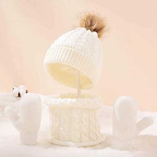 3Pcs Kids Winter Hat Scarf Gloves Set