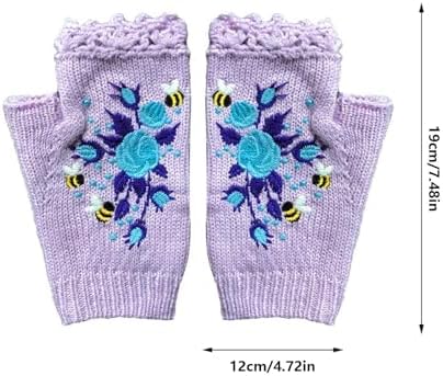 Womens Color-Block Bird Embroidered Knit WristWarmers