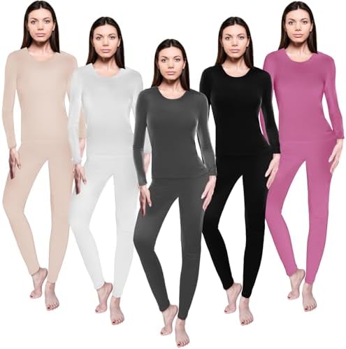 Patelai 5 Set Thermal Underwear for Women Warm Comfortable