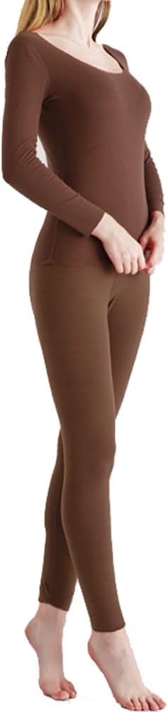 Thermal Underwear Set for Women U Neck Winter - Long Sleeve Top Bottoms