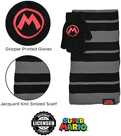 Nintendo Mario Kids Scarf Hat and Gloves Set