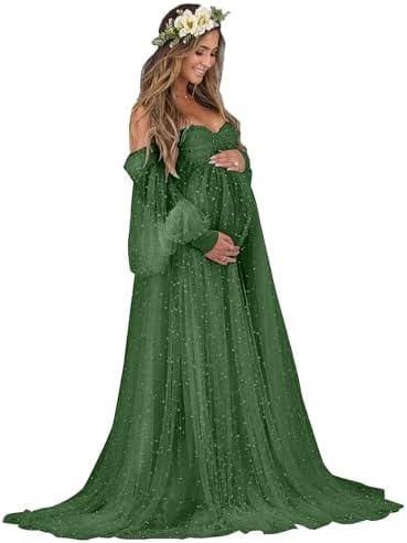 Off Shoulder Pearl Maternity Dress for Special Occasions