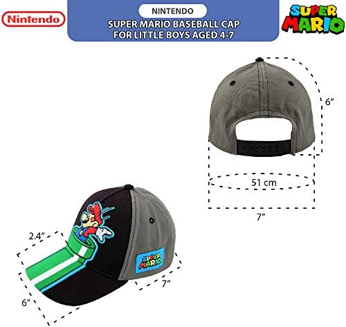 Nintendo Super Mario Cotton Baseball Cap for Boys - Adjustable Comfortable