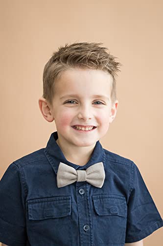 Handmade Pre-Tied Clip on Bow Tie for Baby Small Woven Taupe