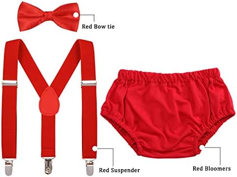 AWAYTR Baby Boys First Birthday Suspenders and Bow Tie Set