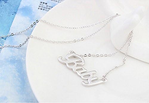 White Chain Letter Pendant Choker Necklace