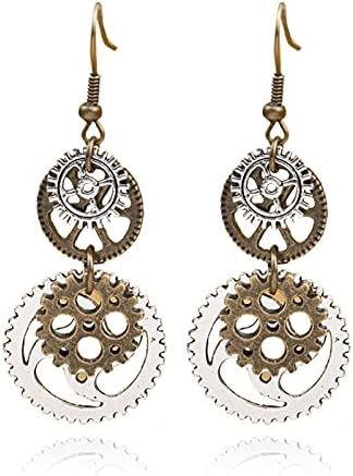 OnlyJump Retro Personalized Earrings for Women - Antique Bronze Steampunk Pendant Drop
