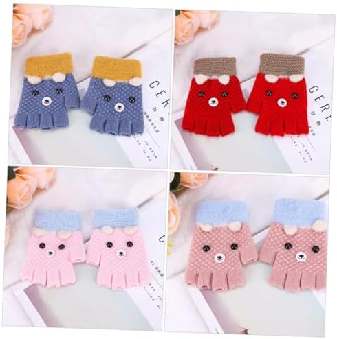4-Piece Stretch Warm Fingerless Mitten Gloves for Boys