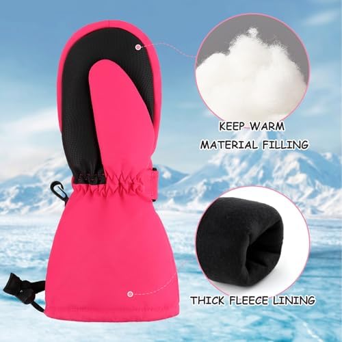 Duoyeree Waterproof Kids Mittens with Fleece Lining for Winter