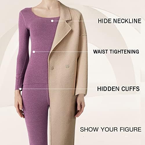 Thermal Underwear Set for Women U Neck Winter - Long Sleeve Top Bottoms
