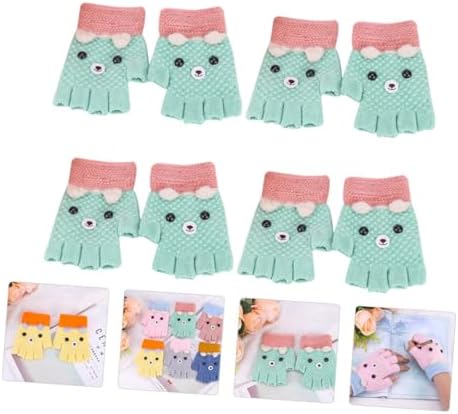 4-Piece Stretch Warm Fingerless Mitten Gloves for Boys