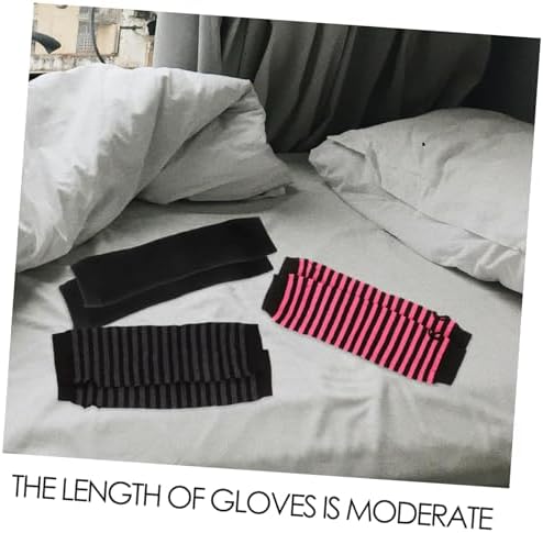BESPORTBLE Women Fingerless Mittens Arm Warmers with Striped Design