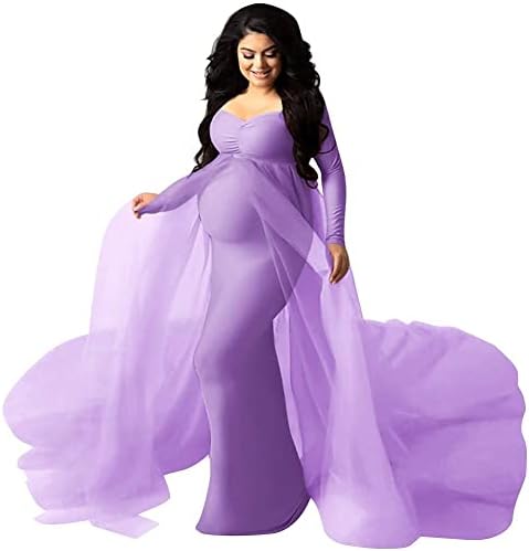 Bustling Off-Shoulder Chiffon Maternity Dress for Photoshop photography