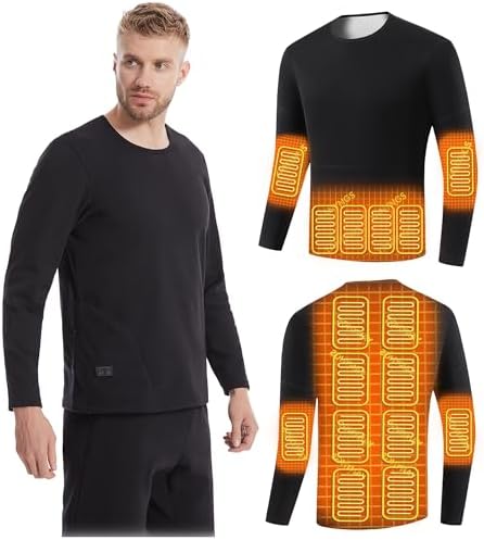 Heated Underwear Shirts for Men Women Thermal Baselayer with 3 Heating Levels