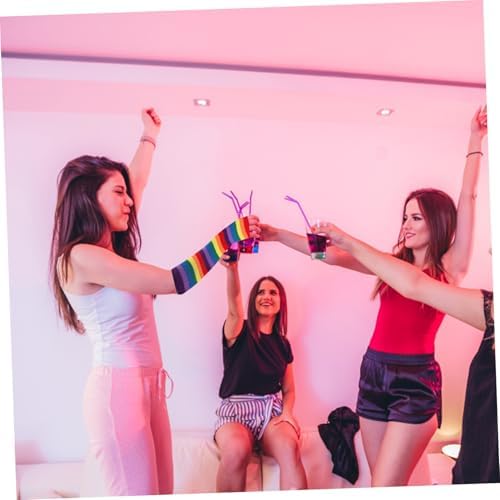 BestYash Rainbow Stripes Long Cuff Gloves Boys Girls Adults Comfortable