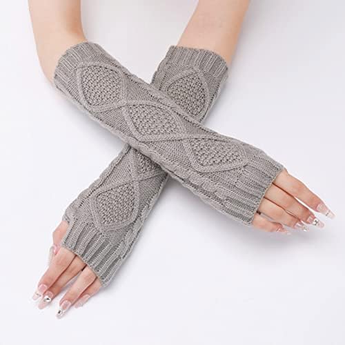 Womens Fingerless Arm Warmers with Thumb Hole Soft Cashmere