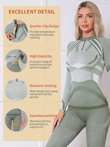 ATTRACO Thermal Underwear Sets Half Zip women - Warm Durable