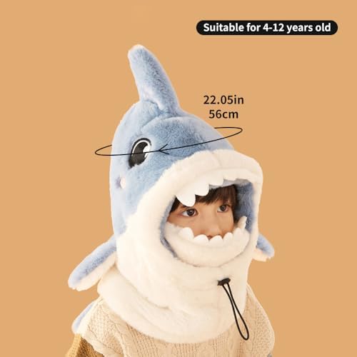Kids Plush Winter One Piece Hat Scarf Face Mask for Girls Boys
