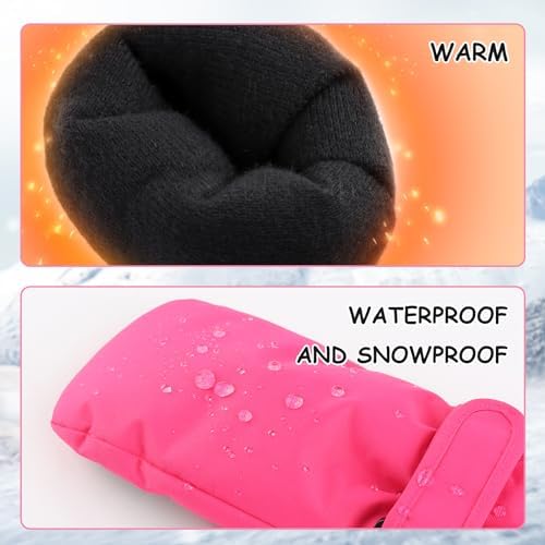 Duoyeree Waterproof Kids Mittens with Fleece Lining for Winter