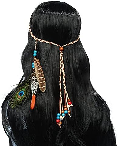 OBMWANG Boho Feather Headband for Women and Girls