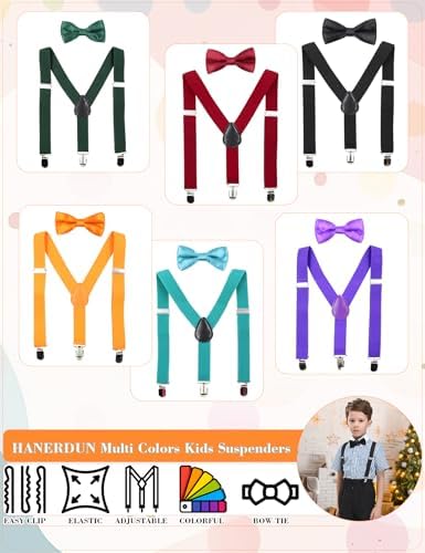 HANERDUN Kids Suspenders Bow tie Set