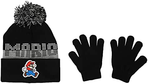 Super Mario Bros Youth Beanie Gloves Set
