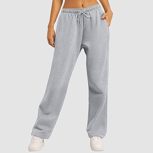 Stylish Cozy Wide-leg High Waisted Womens Fleece Sweatpants