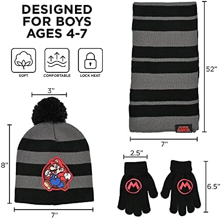 Nintendo Mario Kids Scarf Hat and Gloves Set