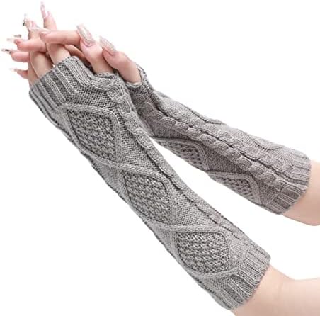 Womens Fingerless Arm Warmers with Thumb Hole Soft Cashmere