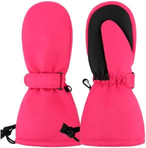 Duoyeree Waterproof Kids Mittens with Fleece Lining for Winter